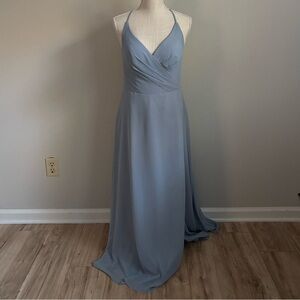 Azazie Dusty Blue Spaghetti Strap A-Line Bridesmaid Dress